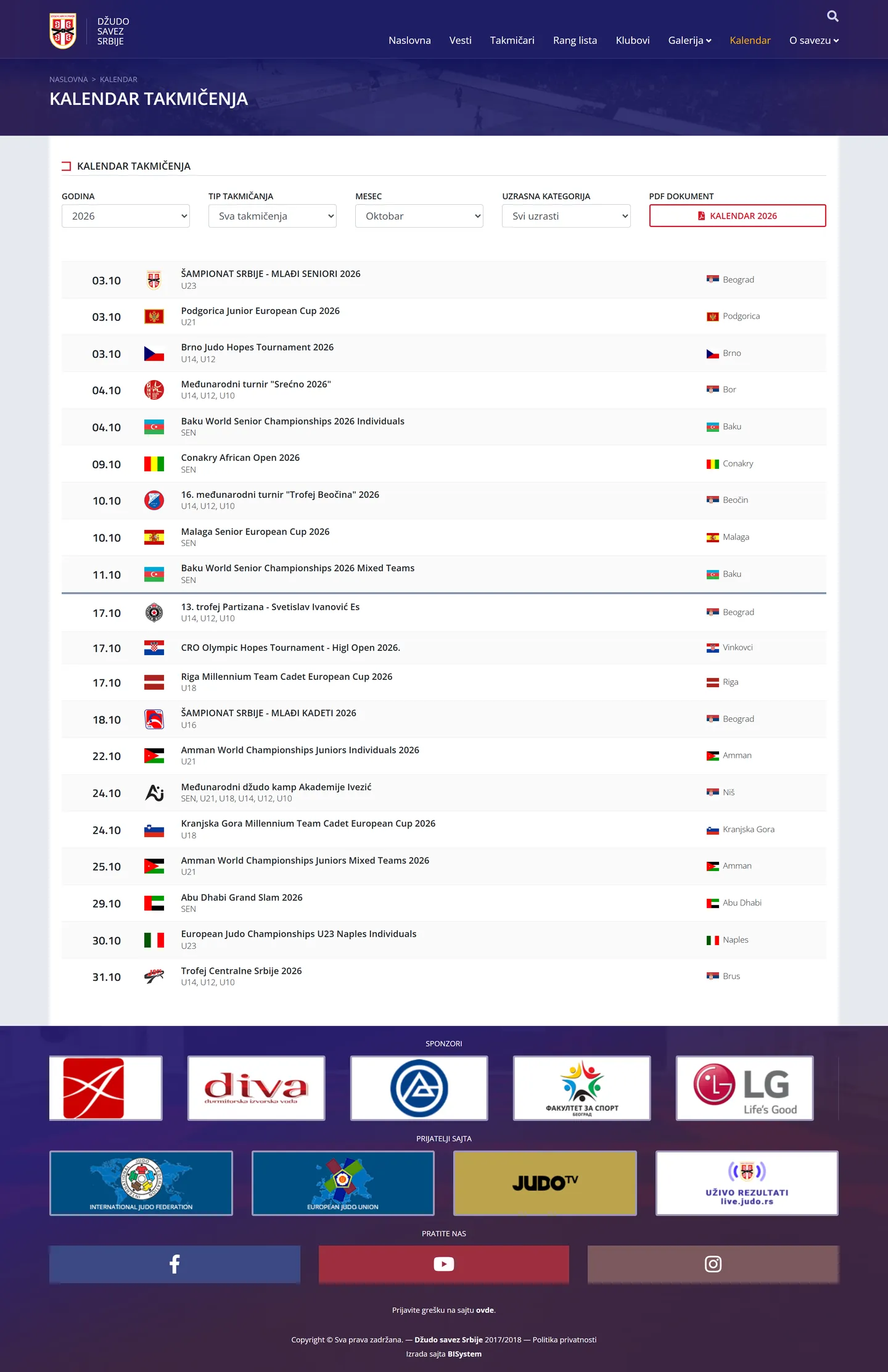 Competition calendar